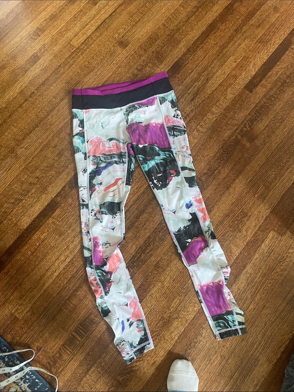 lululemon athletica Abstract Paint-Print Leggings in Purple, Teal, Pink